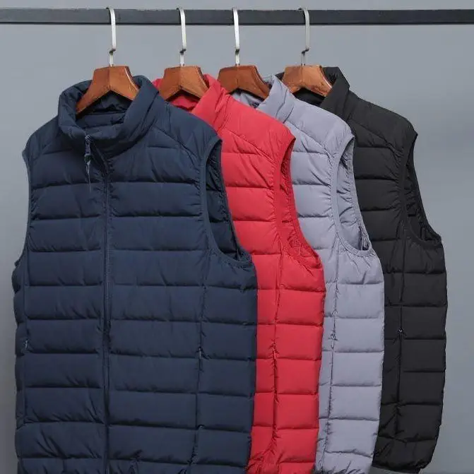 

Новый легкий пуховый хлопковый жилет для мужчин, тонкий стеганый теплый жакет с воротником-стойкой, большие размеры, приталенный крой, весенний сезон