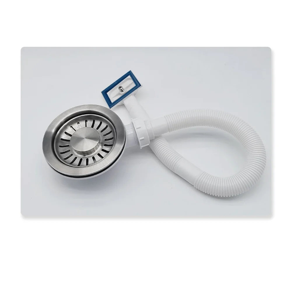 304 Stainless Steel Kitchen Sink Drain Downcomer 110114MM Strainer with Overflow Guard and Pull Up Water Drain Control