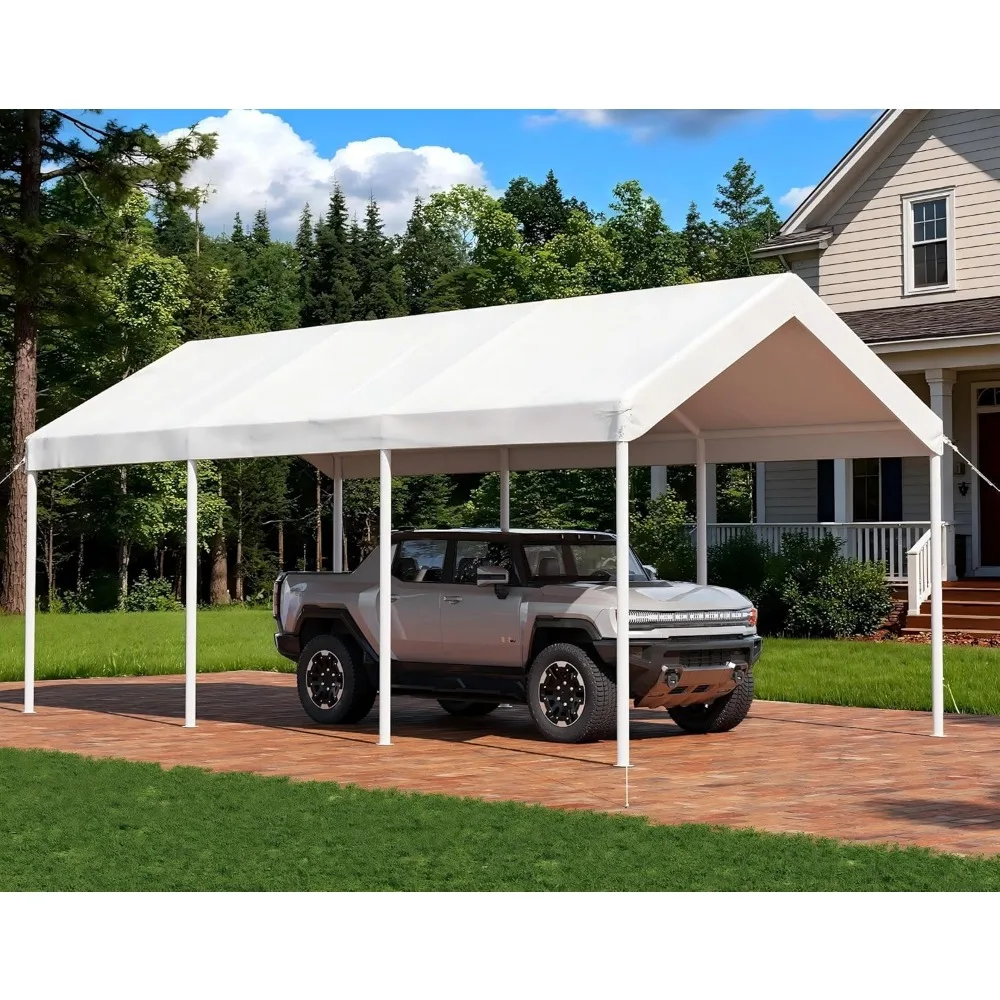 

10x20 FT Carport Heavy Duty Car Canopy with Tarp & Wind Resistance Portable Garage Car Tent Outdoor Car Port with Tear Resistant