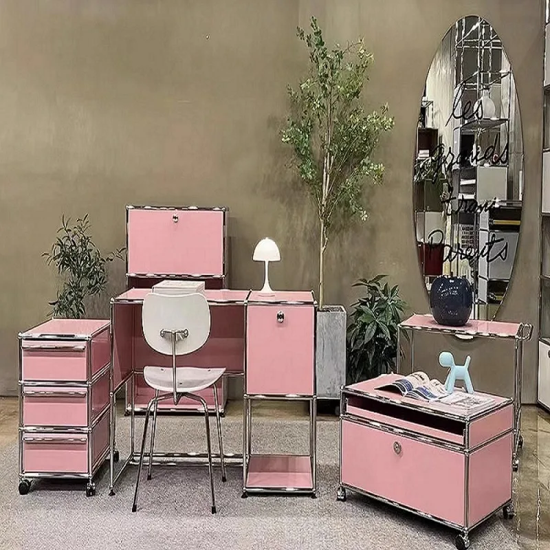 

Modular Combination Stainless Steel Multifunctional Simple ins Locker Side Storage Bucket Cabinet