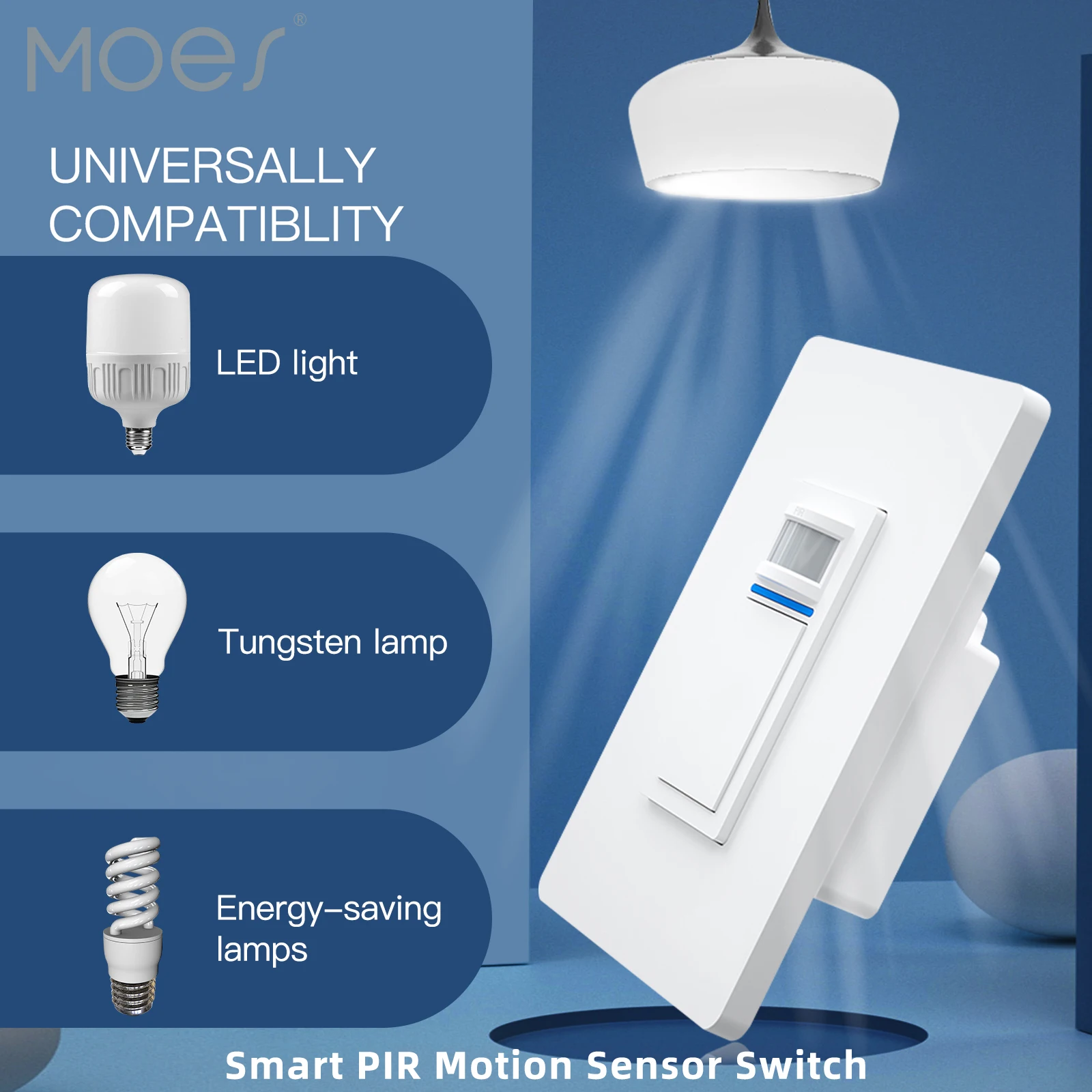 

Moes Tuya Smart Motion Sensor Light Switch WiFi PIR Infrared Wall Switch Neutral Wire APP Control Alexa Google Home Assistant