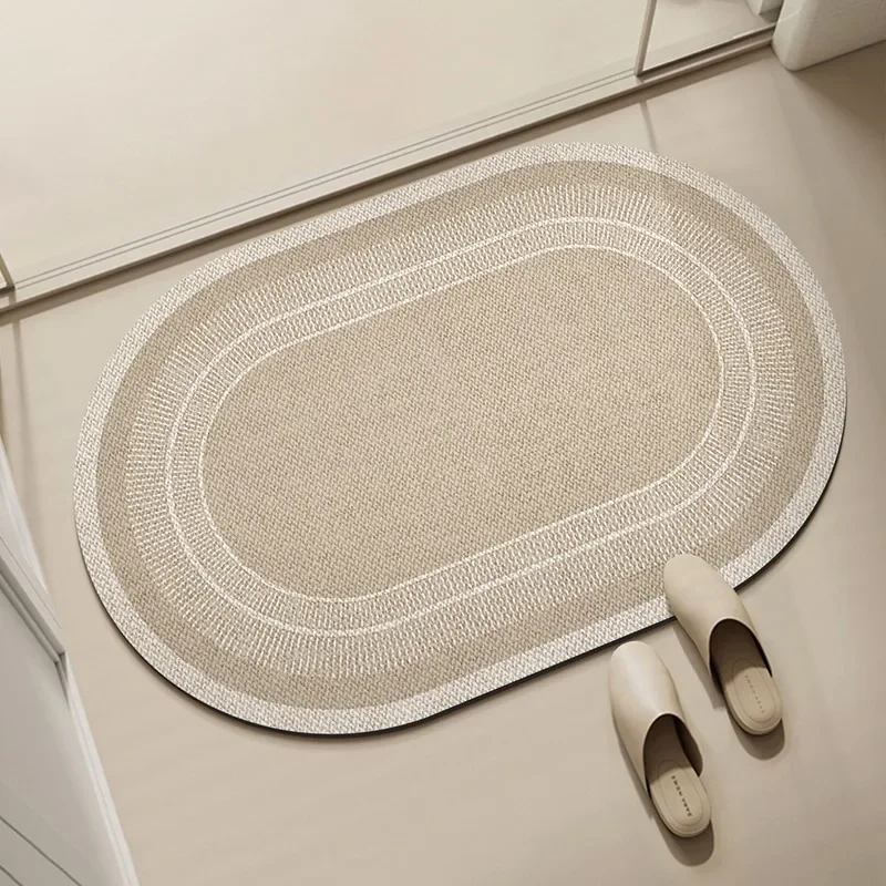 Bathroom Carpet Absorbent Floor Mat Diatom Mud Bath Shower Area Non-slip Foot Mats Beige Home Decoration Rug for Toilet 욕실 카펫