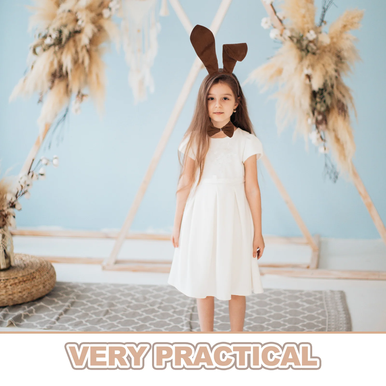 Kids Dog Headband Ears Tail Costume Set Easy Wear Role Play Party Puppy Outfit Cute Unique Design for Boys Girls