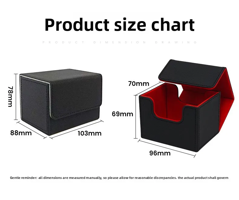 TCG MTG Tarot Card Deck Box 100+ Capacity PU Leather Horizontal Storage Case for Game Cards Collection