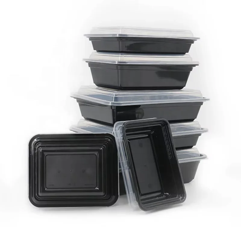 Bandejas de plástico para comida para llevar, caja desechable resistente para almuerzo, para Pasta, almuerzo, embalaje de preparación de comidas Carryout