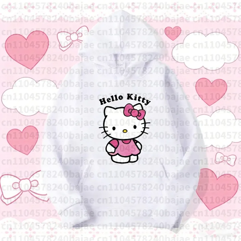 

2025-26 осень/зима красивые толстовки с принтом «Hello Kitty» женские теплые удобные повседневные толстовки модная классическая одежда с капюшоном
