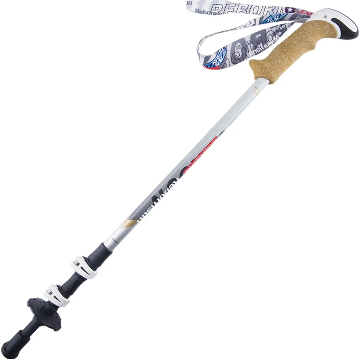 

Ultra-Light Carbon Fiber Trekking Pole 63-135cm 3-Section with External Lock and Straight Grip Rubber Handle Walking Stick