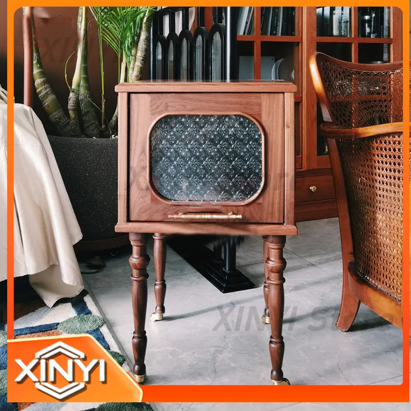 for American vintage solid wood light luxury sofa sideboard vintage style storage cabinet simple French collection display