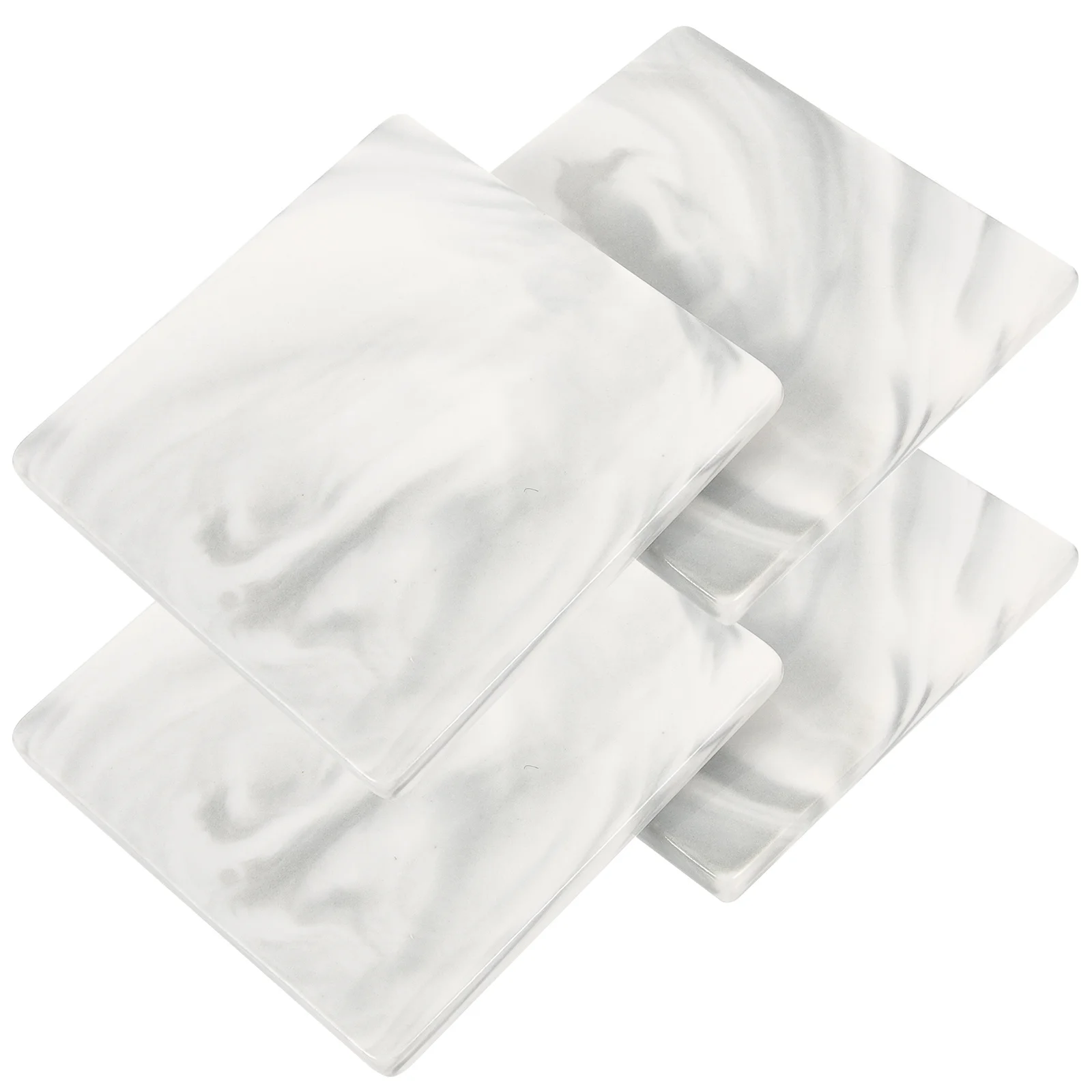 

4Pcs Marble Pattern Cup Coaster Wear-Resistant Ceramic Heat Insulated Square Decorative Coasters for Home Office Table