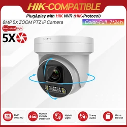 8MP 5X Zoom PTZ Camera POE Smart Dual Light ColorVu Built-in Mic Speaker CCTV Video Surveillance Camera Hikvision Compatible