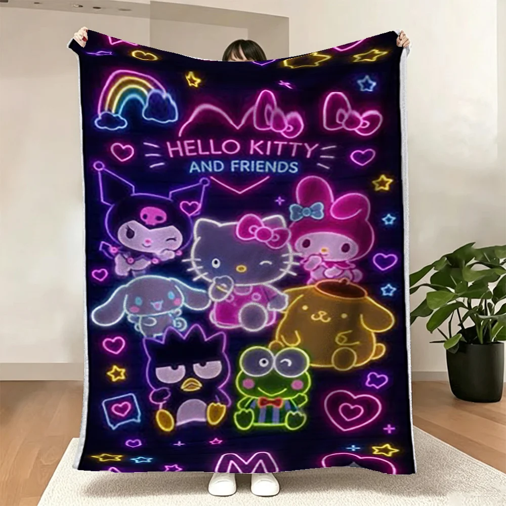 Neon Hello Kitty and Friends Blanket Soft Warm Throw Quilt Cartoon Bed Sofa Cover for Kids Girls Room Decor