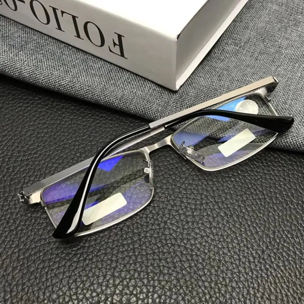 Stainless Steel Frame Anti Blue Light Presbyopic Glasses For Business, Middle-aged And Elderly High-end Men And Women +100 +400