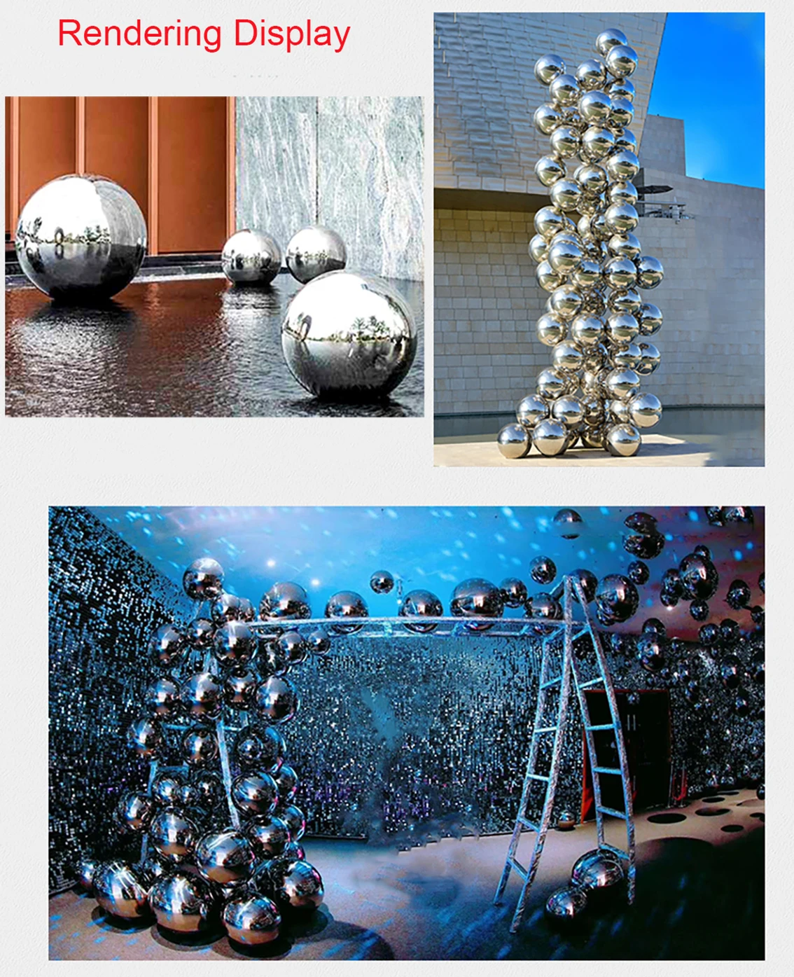 Hollow Ball Dia 25~200mm Thick 1.2mm 304 stainless Steel Ball Party Mirror Metal Ball Sphere Home Garden Decoration