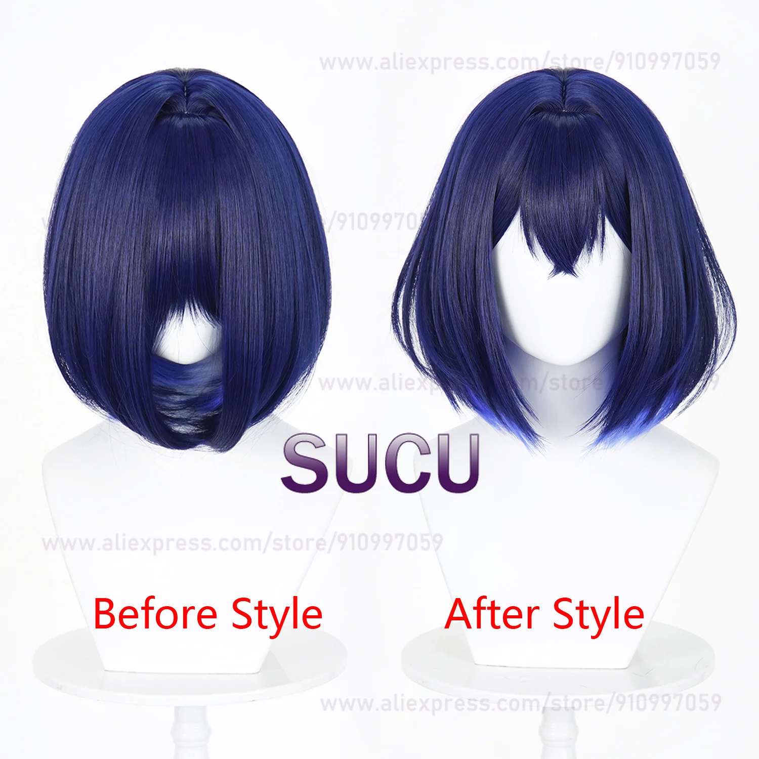 Anime Seele Vollerei Cosplay Wig 33cm Short Dark Blue Gradient Hair Anime Halloween Heat Resistant Synthetic Wigs