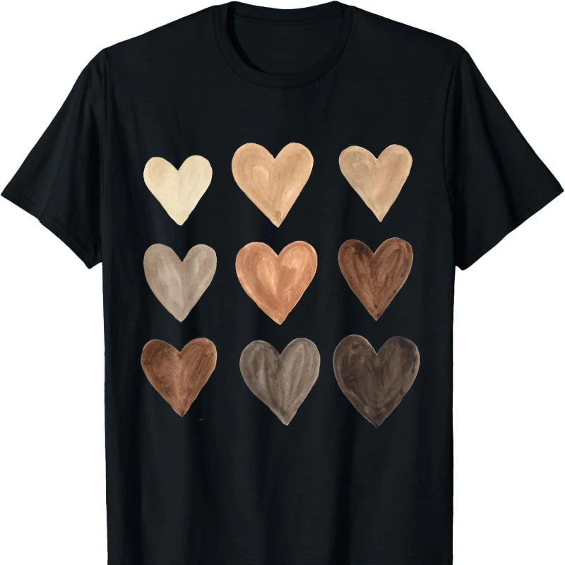 Mélanine Coeurs Justice sociale Égalité Unité Protest imprimé T-Shirts hauts unisexe style décontracté tout-match régulier manches courtes