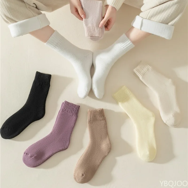 

7 pairs Casual comfortable warm socks winter socks plush snow stockings fashionable versatile minimalist women stockings