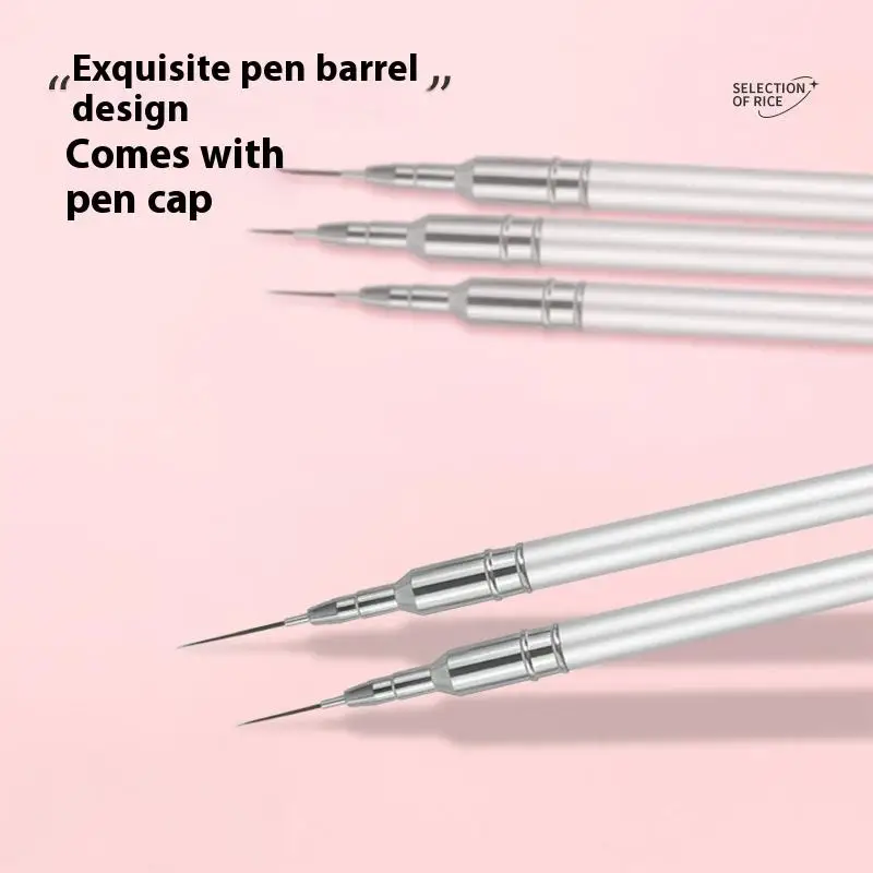 Pennelli per nail art in argento 5 dimensioni Pittura Nail Design Pen Detail Brush 7/9/11/15/20mm Strumento di disegno per linee Penna per manicure