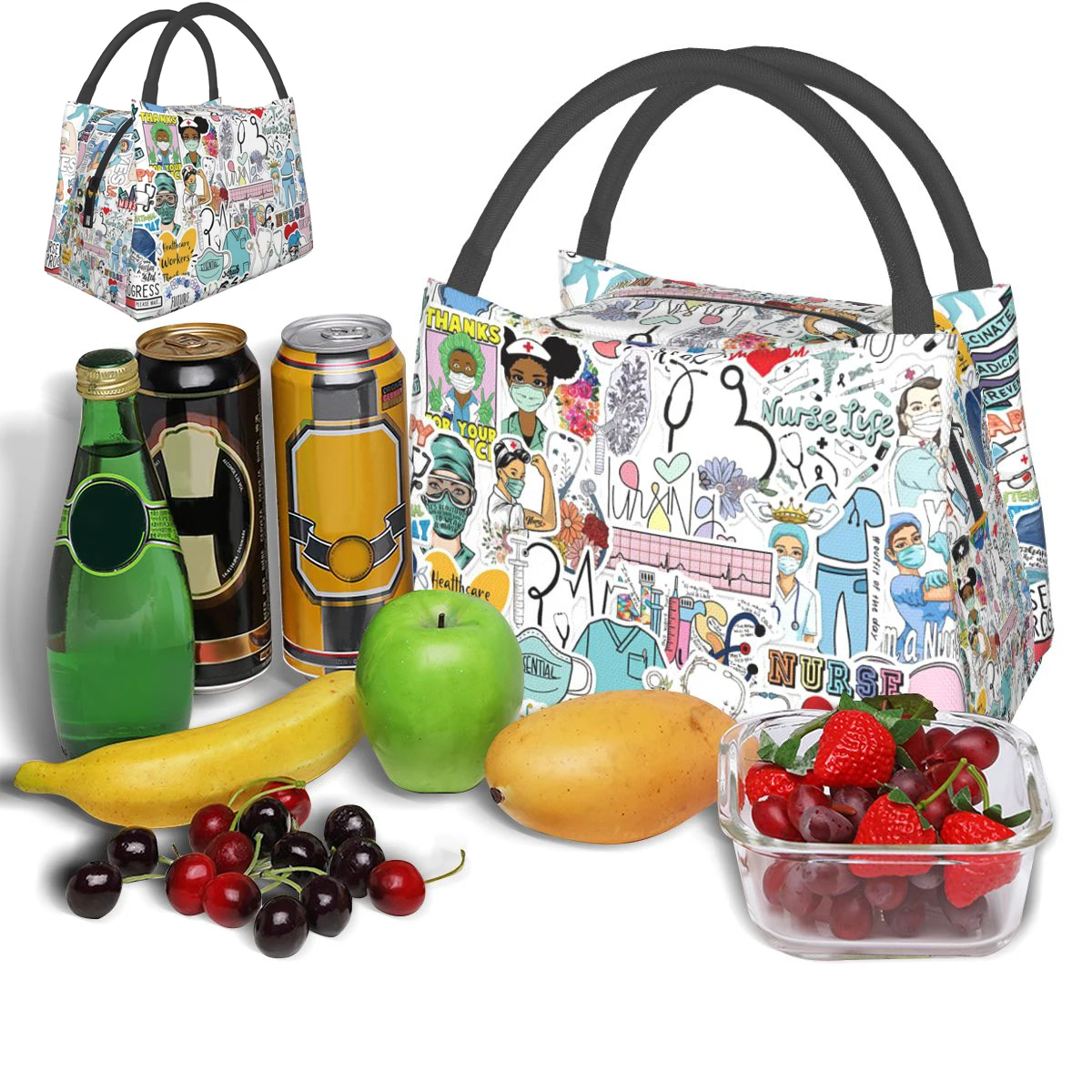 

NOISYDESIGNS Doctors Nurse Print Thermal Lunch Bag Women Portable Insulated Cooler Bag Picnic Office Reusable Packed Lunch