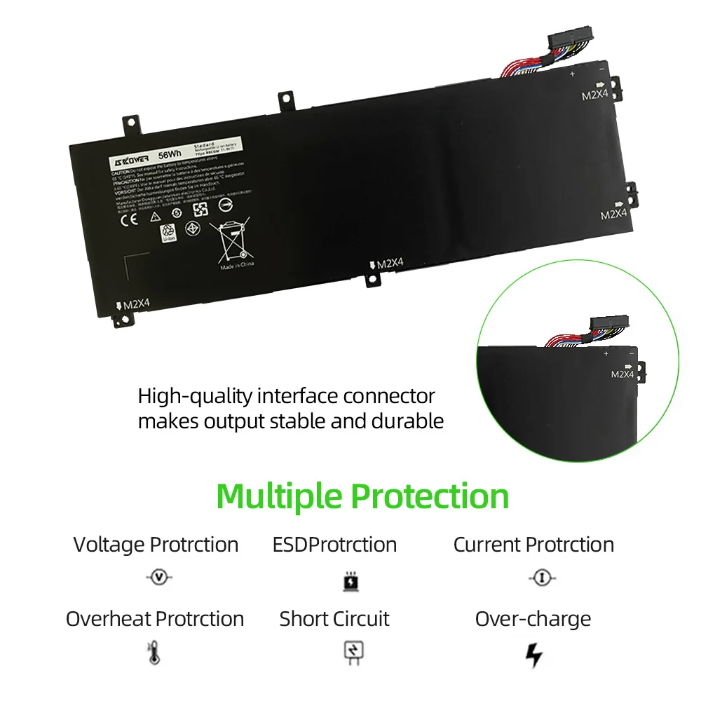بطارية كمبيوتر محمول SKOWER 56WH RRCGW لأجهزة Dell XPS 15 9550 9560 9570 الدقة 5510 5520 5530 استبدال بطاريات P56F P56F001 H5H20