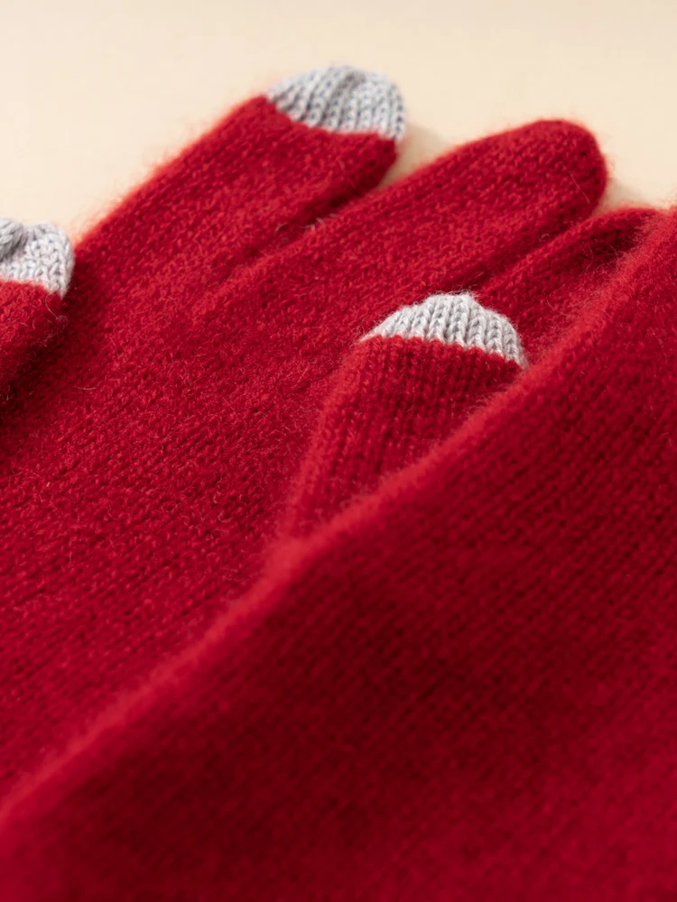 Women Selected Premium Cashmere Knitted Gloves Finger Touchscreen 100% Baby Cashmere Simple Autumn Winter Thermal Gloves