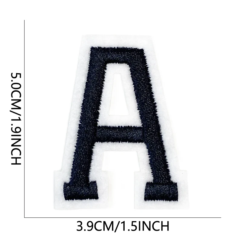 Buchstaben-Aufnäher zum Aufbügeln für Kleidung, bestickt, schwarzes Alphabet, Parches, Bordado Para Ropa Letras Diy Nas Innovki Baby Sew Backpack De – Detail 7