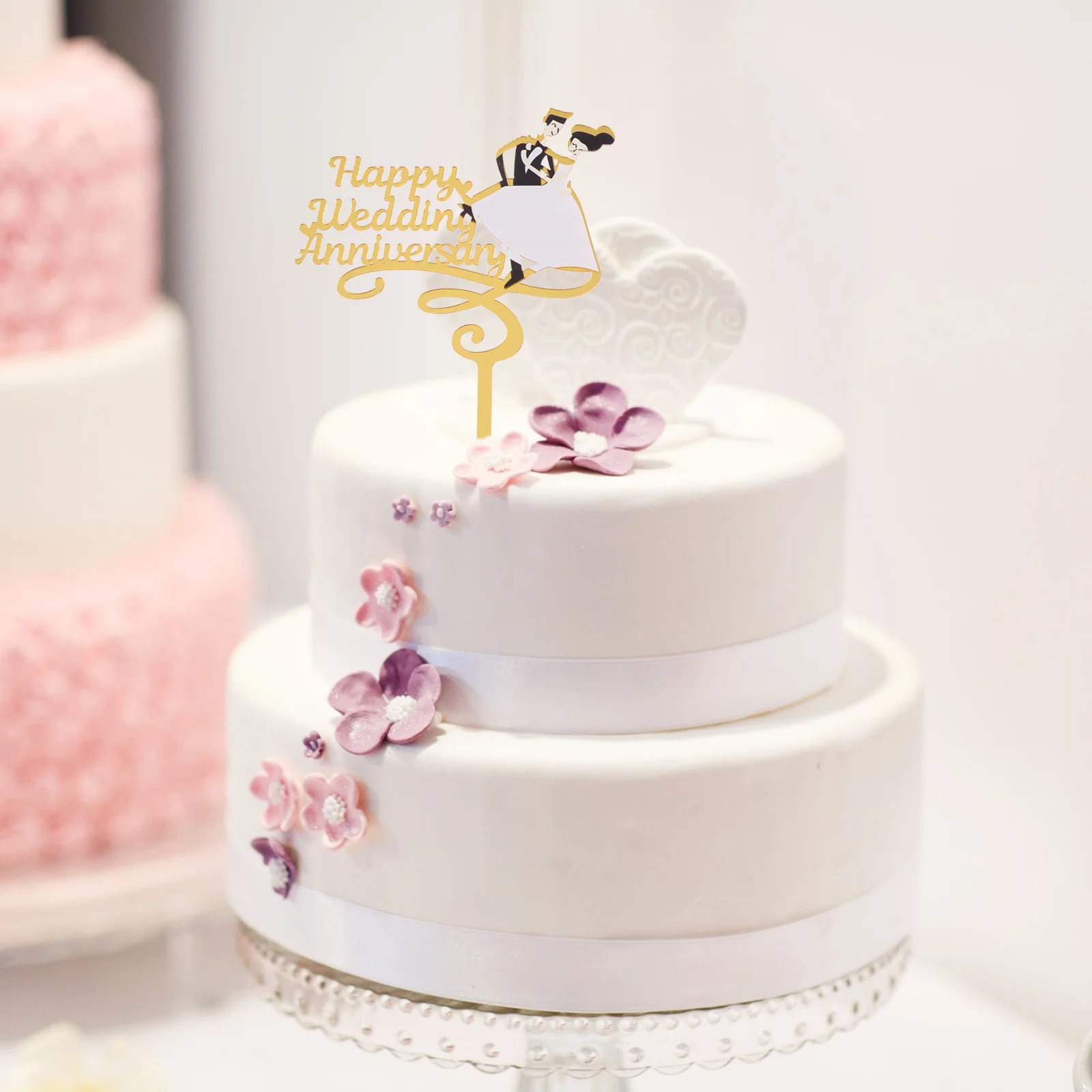 

4pcs Acrylic Wedding Cake Toppers Glitter Letter Design Cupcake Decorations Party Baby Shower Bridal Event Creative Multi Use