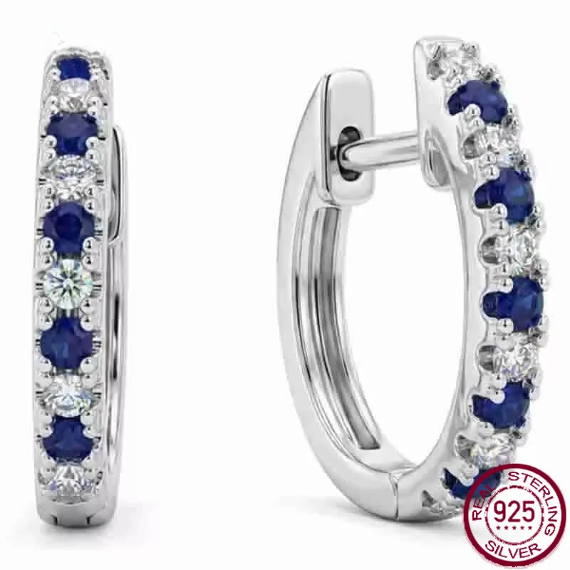 Yaranyan 925 Sterling Silver Sapphire Emerald Ruby High Carbon Diamond Gemstone Hoop Earrings Wedding Fine Jewelry Wholesale