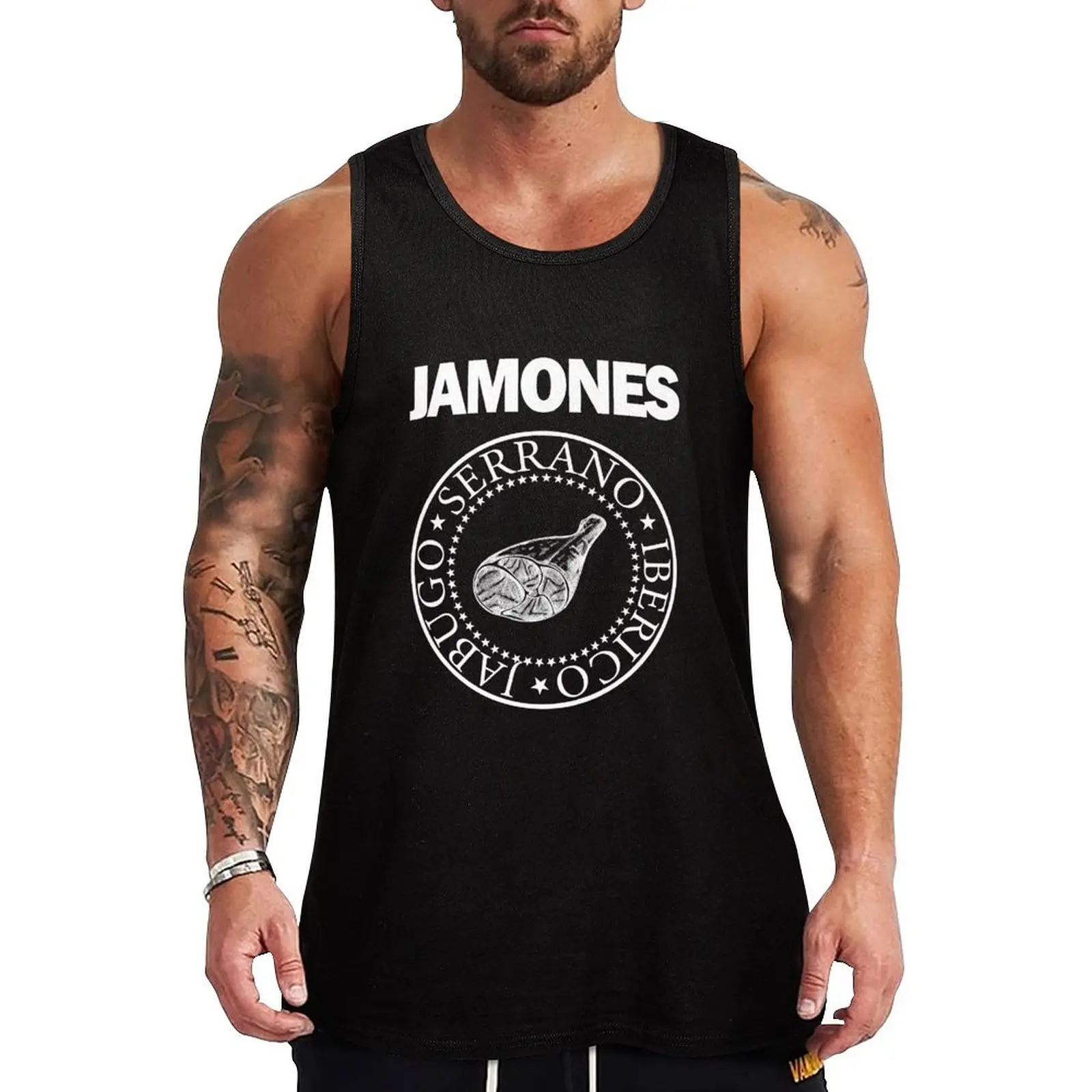 Jamones - white version Tank Top man sexy?costume sports suits gym men