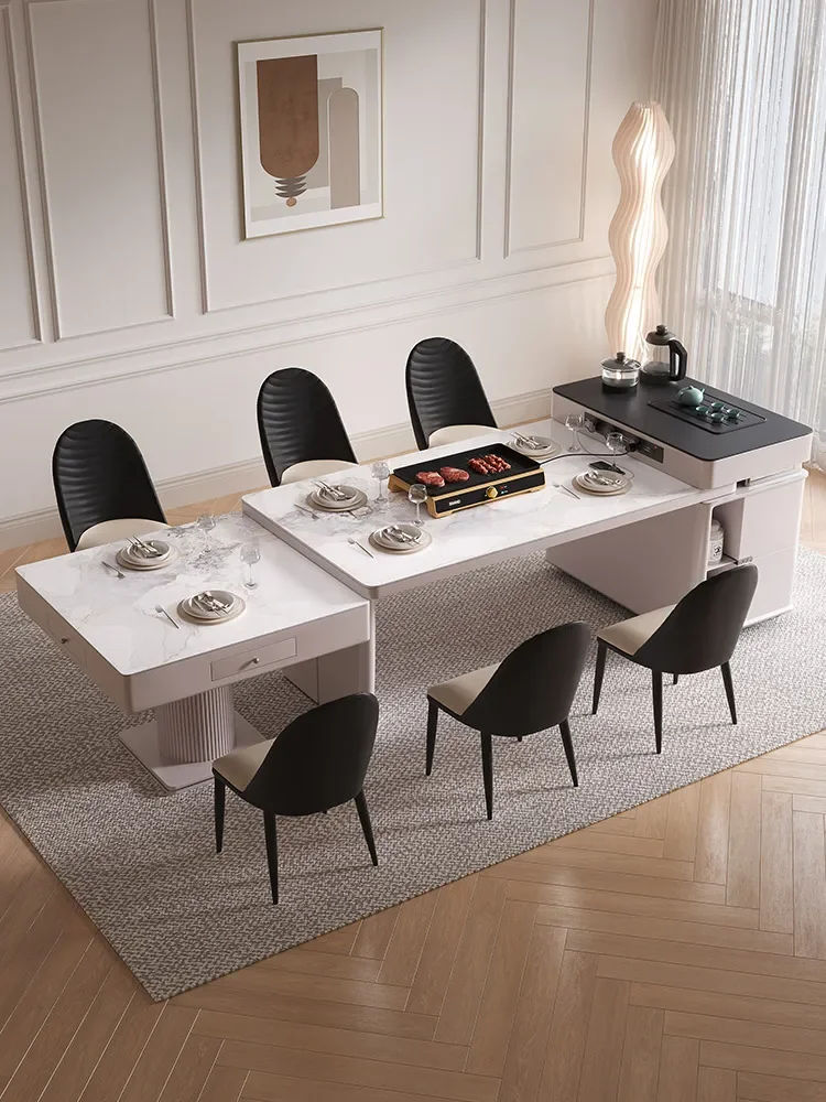 Shimadai stretchable dining table integrated dual-purpose multi-functional with tea baking fire