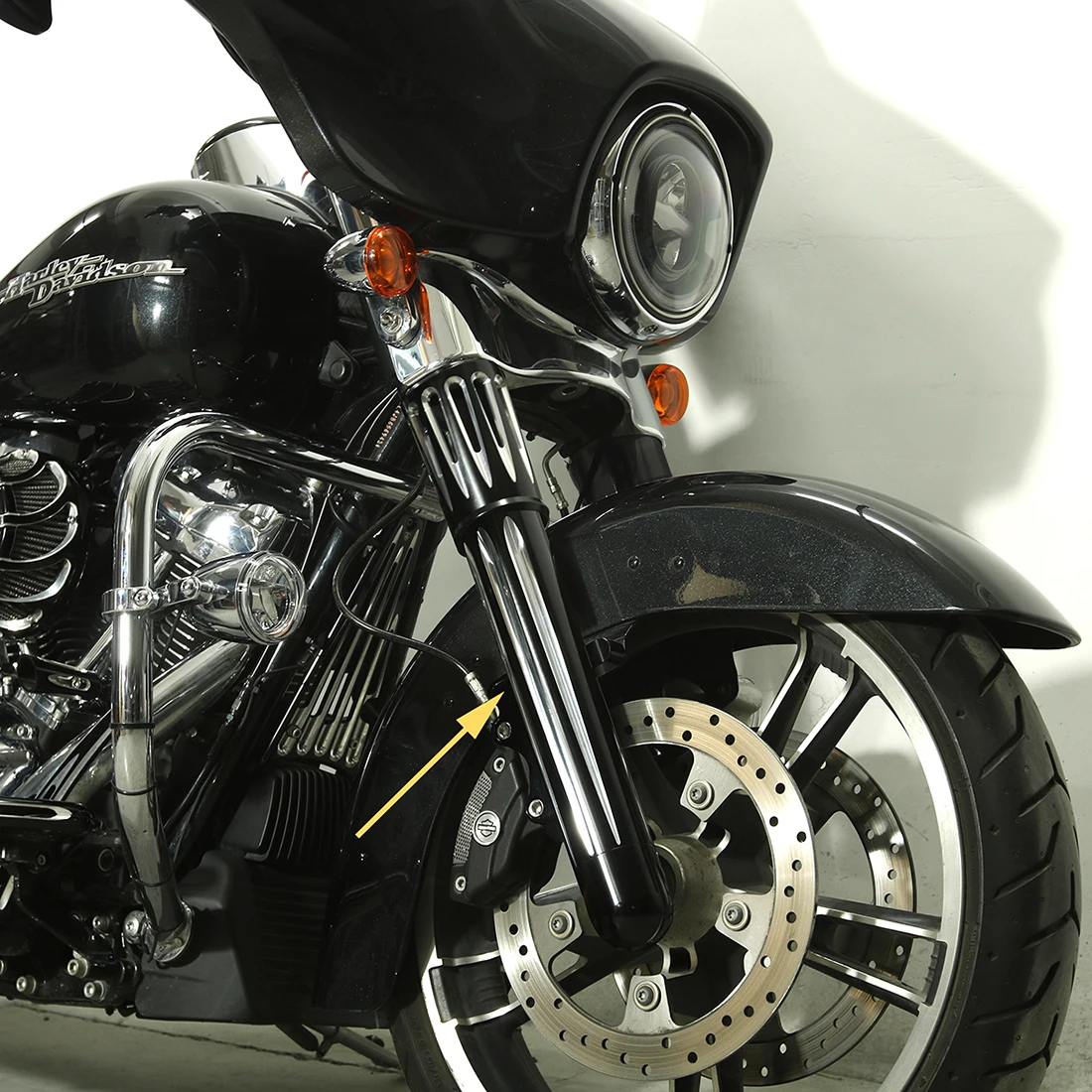 Black CNC Hollow cut Fork legs For harley FLT TOURING 2014-UP BAGGER street road glide king FLHX FLHR