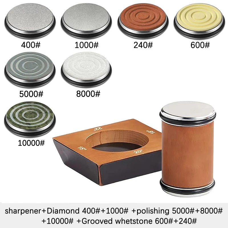4-Winkel-Rollmesserschärfer-Set zum Schärfen von Rollermessern mit gerader Kante und Industrie-Diamanten, Schleifstein, Kochmesser-Set