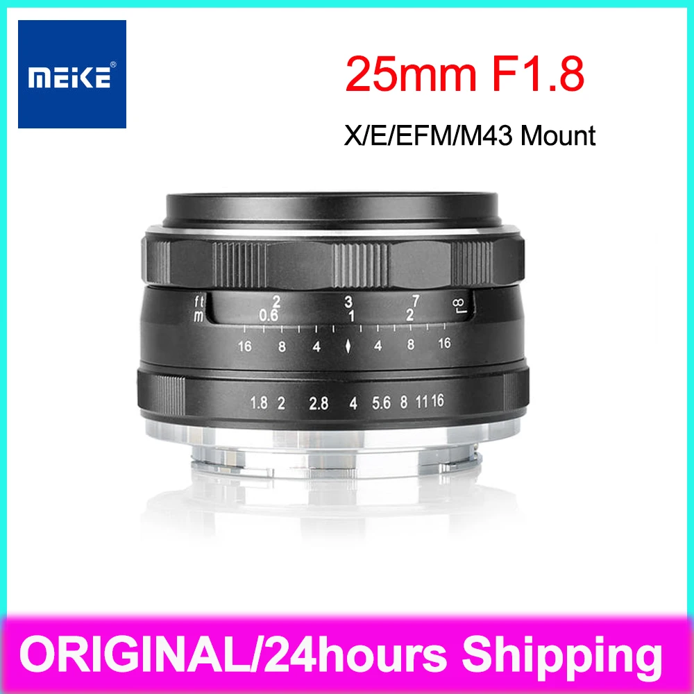 Meke 25mm F1.8 Large Aperture Wide Angle Camera Lens Manual Focus Lens Compatible With X/E/EFM/M43 Mount For Canon Fuji Sony