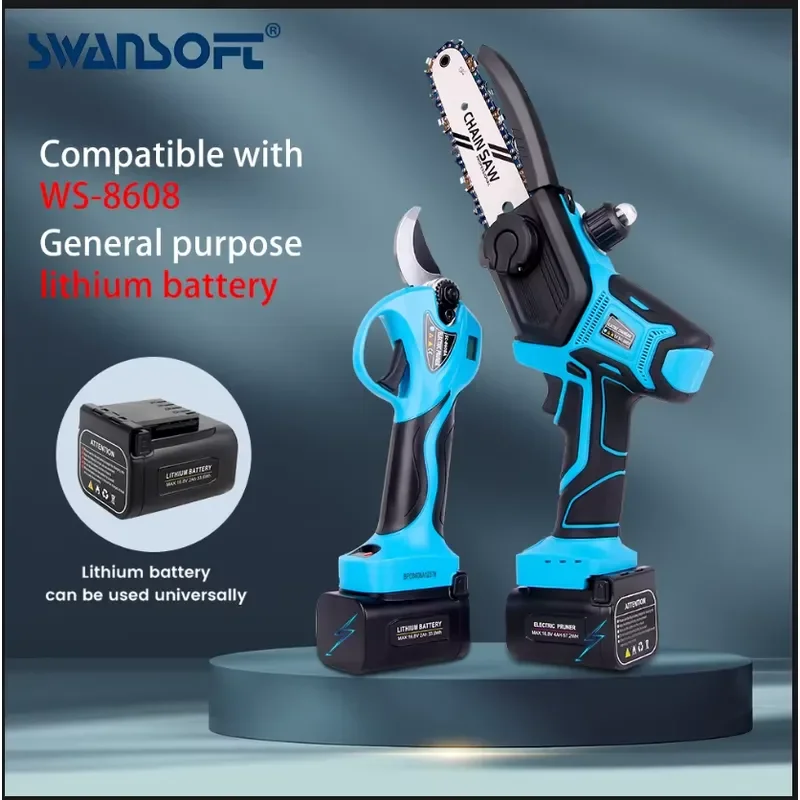 SWANSOFT CS-1 Industrial 6-Inch Brushless Electric Cordless Chainsaw 500W Li-ion Battery Woodworking Power Tool 1-Year