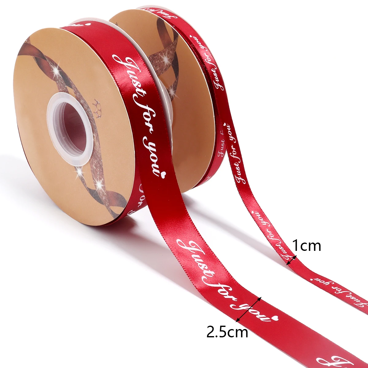 50Yards/Lot 1/2.5cm Just For You Printed Polyester Ribbon DIY Bow Crafts Gift Wrapping Flowers Packaging For Wedding Party Decor