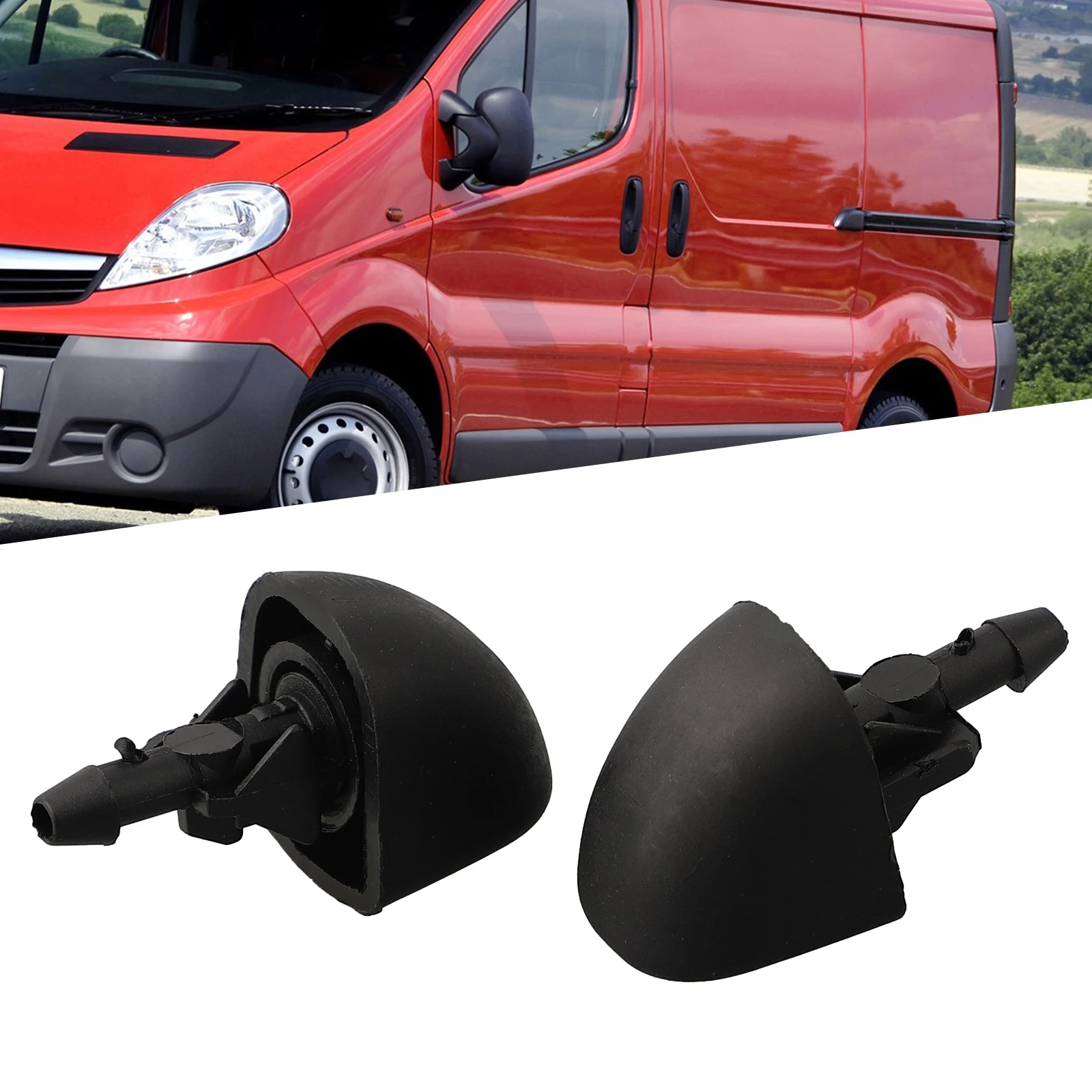 

2pcs Car Washer Jets For Vauxhall For Vivaro 7700823915 Windscreen Washer Jets Front Water Nozzle Spray Black Car Accessories