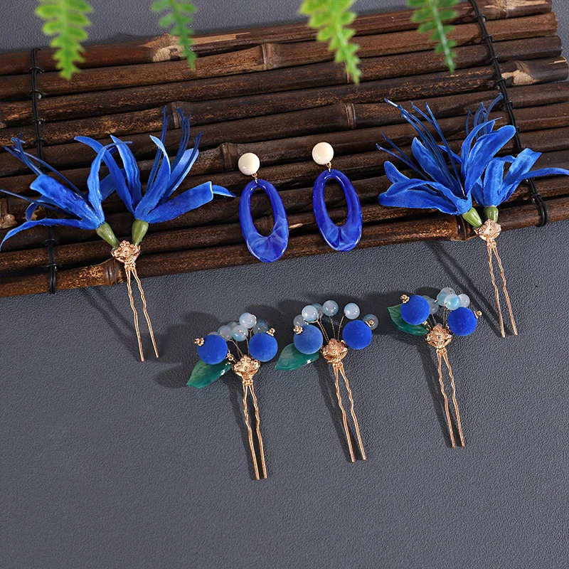 

Chinese Flower Hairpin Vintage Super Fairy Pearl Hair Stick Ancient Wedding Hair Accessories Retro Hanfu Jewelry Sets Gift