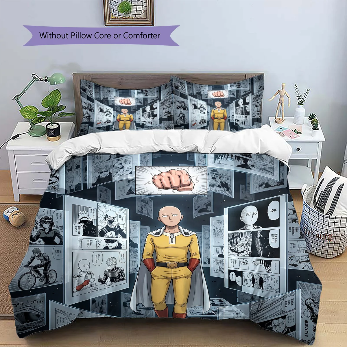 One Punch Man Pillowcase & Duvet Cover Set | Collectible One Punch Man Bedding | Gift for Fans YUN6511