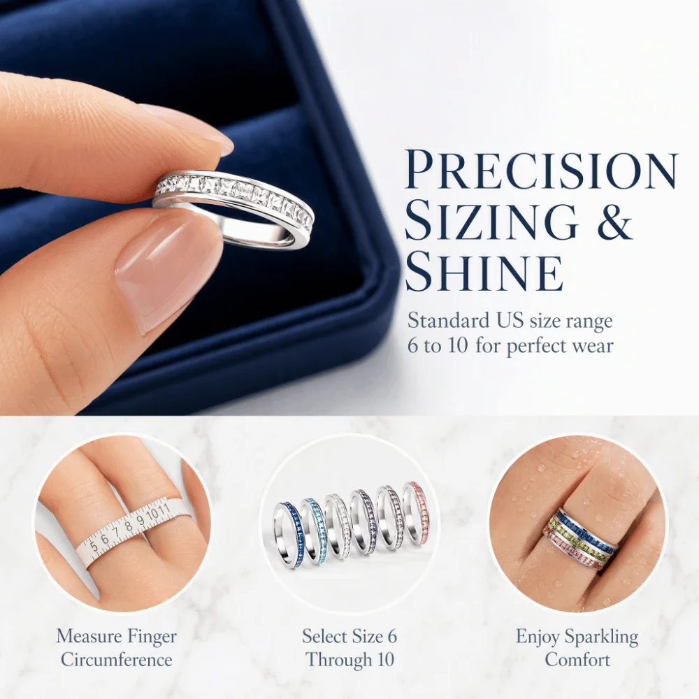 Anillo de circonita cúbica para mujer, diseño ligero y lujoso, con brillo, considerado un amuleto de la suerte. Tallas 6-10. Joyería de moda.