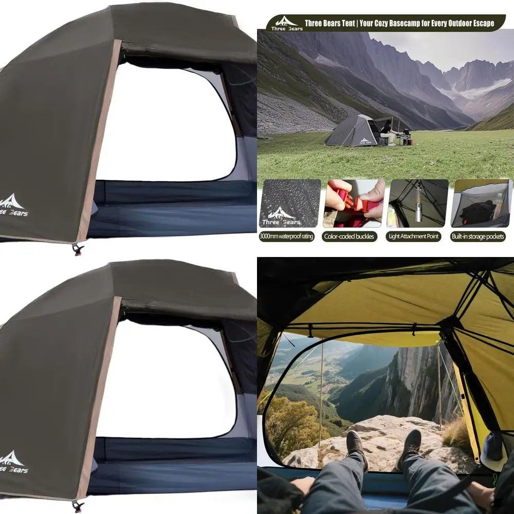 Tienda de campaña familiar para 4 personas con impermeabilización de 3000 mm, configuración rápida, espaciosa para aventuras al aire libre, senderismo, camping