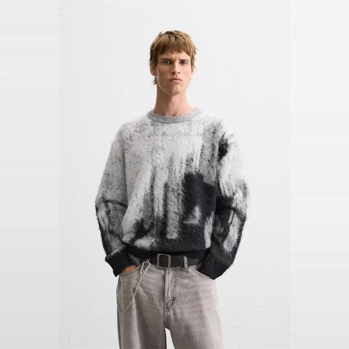 

Удобный круглый вязаный свитер мужской свободного кроя, осенне-зимняя новинка, бренд Zadv, повседневный, длинный рукав, топ