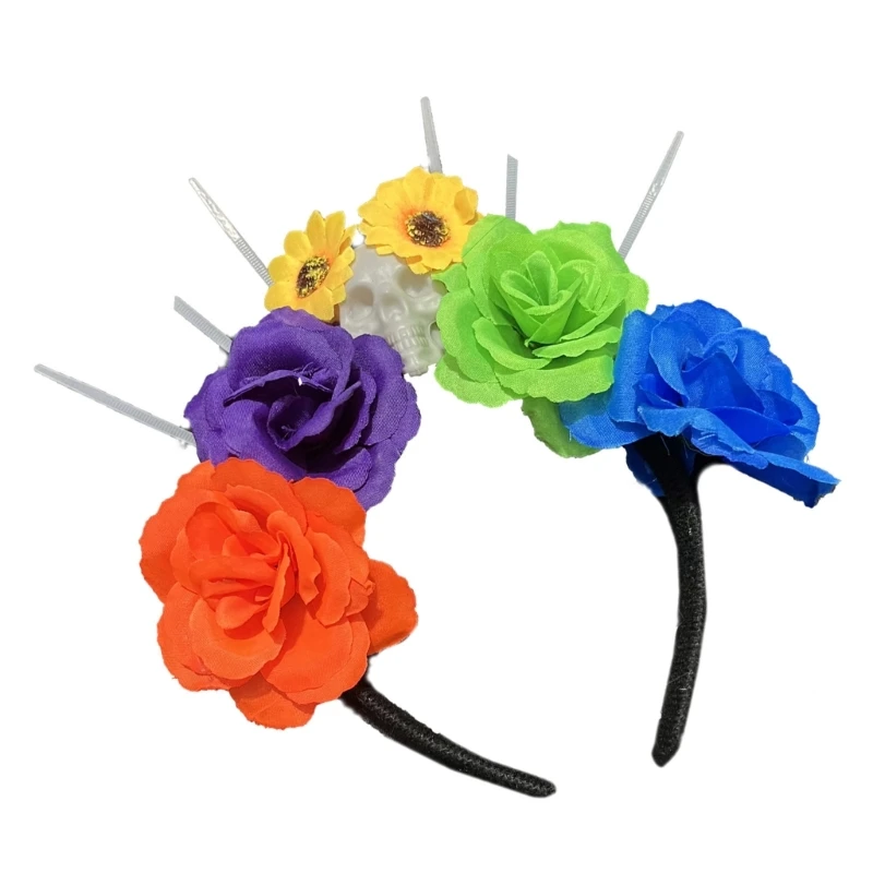 MXMB Mexicans Flower Headband Day of the Dead Headband Mardi Gras Headpiece image 2