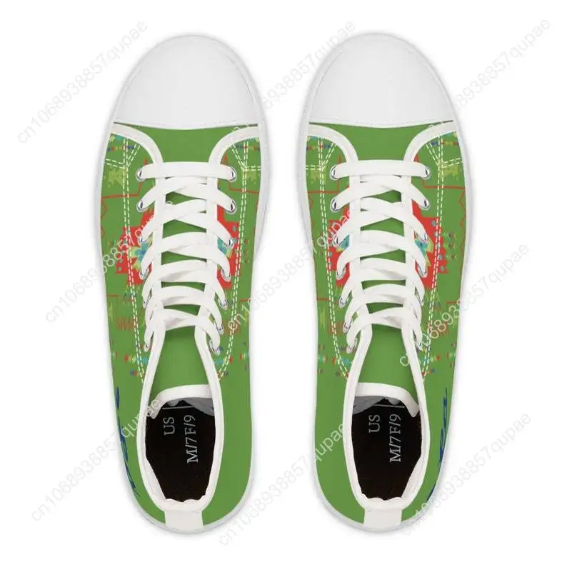 First Nations CommaLa Women's High Top Sneakers Indigenous Art Kamala Novelty Style Shoes Native Design brat green footwear