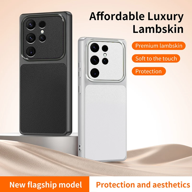 

Lambskin Silicone Soft TPU Case for Samsung Galaxy S26 Ultra S25 S24 S23 S22 S21 Ultra Plus FE Full Camera Protection Back Cover