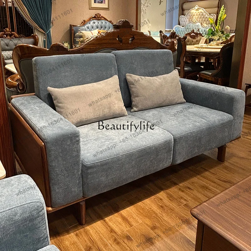 Customization Chinese-style solid wood sofa combination 123 living room simple small apartment