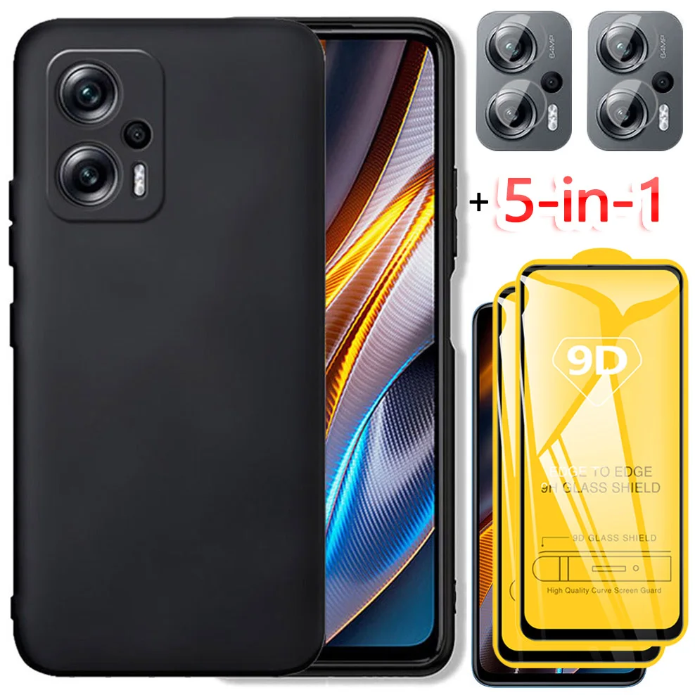 

poco x4 gt case, black case + tempered glass for poco x 4 gt soft tpu phone cases poco f4 cover poco x4 pro 5g xiaomi poco x4gt