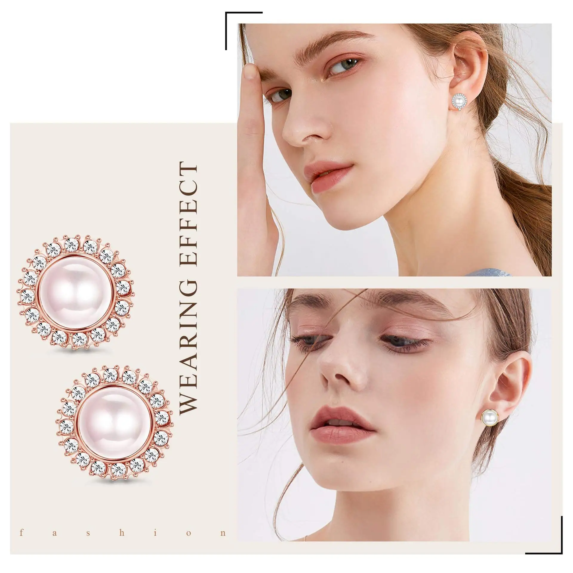 1Pair Candy Color Colorful Geometry Zircon Pearl Earrings European Style Earclip Earnail Women Ear Clip Fake Piercing Earring