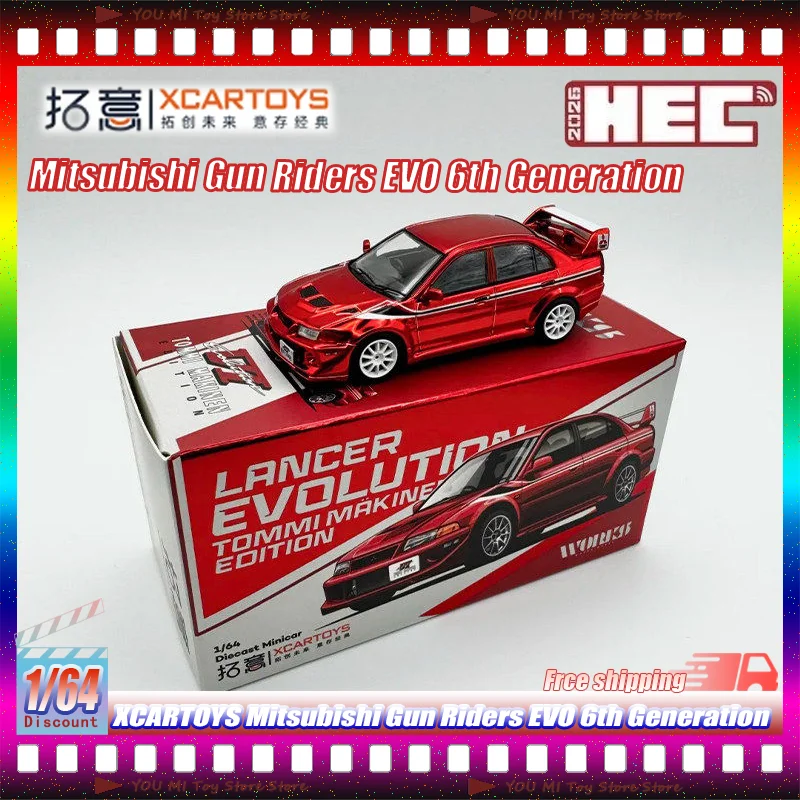 

Новая коллекционная модель Xcartoys Hec Limited 1:64 Mitsubishi Lancer Evo 6 Chrome Red JDM, спортивный автомобиль из литого сплава для коллекции и демонстрации