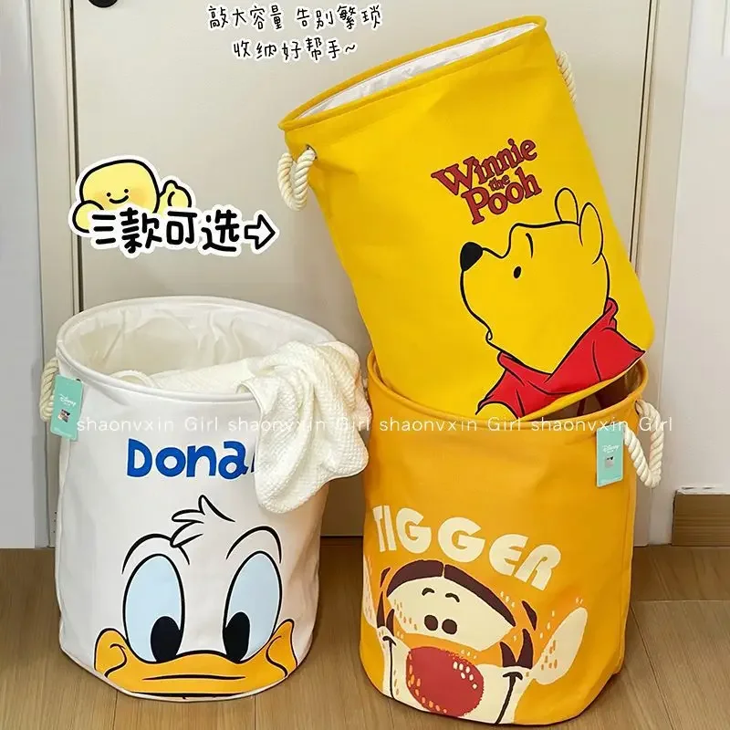 Cesta de lavandería plegable de tela de Winnie The Pooh de Disney, cestas de almacenamiento de ropa, organizador de juguetes, cesta de almacenamiento para el baño del hogar