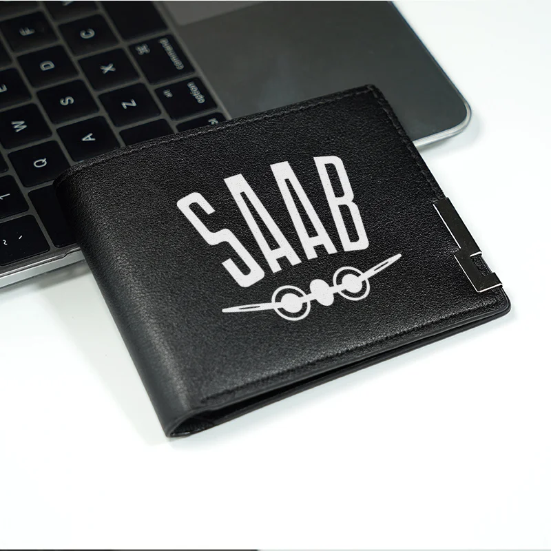SAAB 로고 남성용 비즈니스 지갑 PU 가죽 슬림 디자인 내구성이 뛰어난 경량 매일 사용 현대적인 패션 스타일