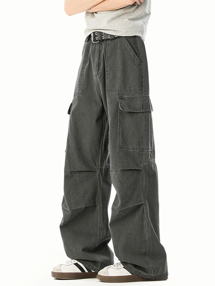 الأمريكية الرجعية العمل السراويل الرجال الصيف الاتجاه الجديد فضفاض سكين السراويل الرجال مستقيم سراويل تقليدية الشباب Vitali Sle القطن الدنيم